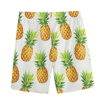 White Pineapple Pattern Print Men's Sports Shorts