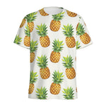 White Pineapple Pattern Print Men's Sports T-Shirt