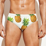 White Pineapple Pattern Print Men's Swim Briefs