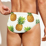 White Pineapple Pattern Print Men's Swim Briefs