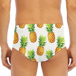 White Pineapple Pattern Print Men's Triangle Swim Briefs