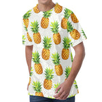 White Pineapple Pattern Print Men's Velvet T-Shirt