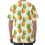 White Pineapple Pattern Print Men's Velvet T-Shirt