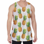 White Pineapple Pattern Print Men's Velvet Tank Top