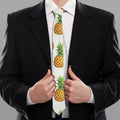 White Pineapple Pattern Print Necktie