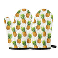 White Pineapple Pattern Print Oven Mitts