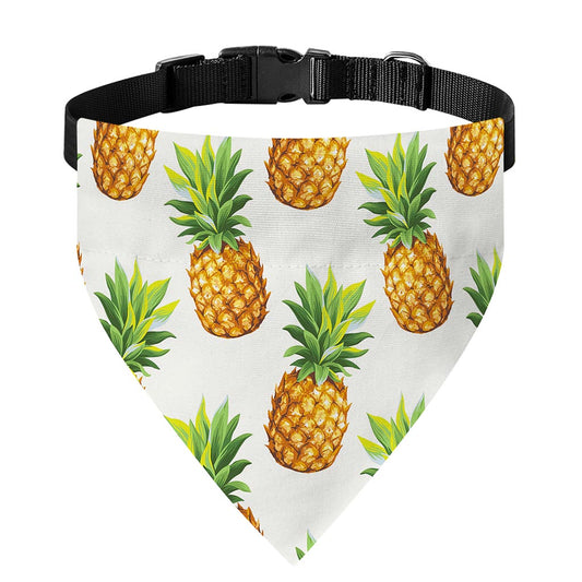 White Pineapple Pattern Print Over The Collar Dog Bandana