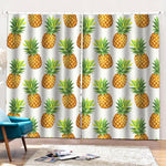White Pineapple Pattern Print Pencil Pleat Curtains