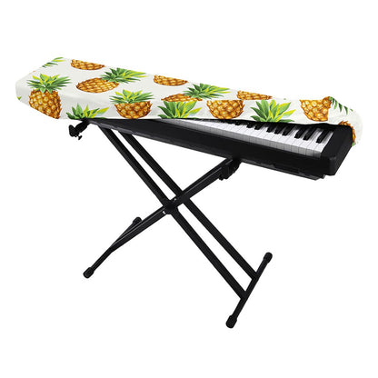 White Pineapple Pattern Print Piano Keyboard Cover