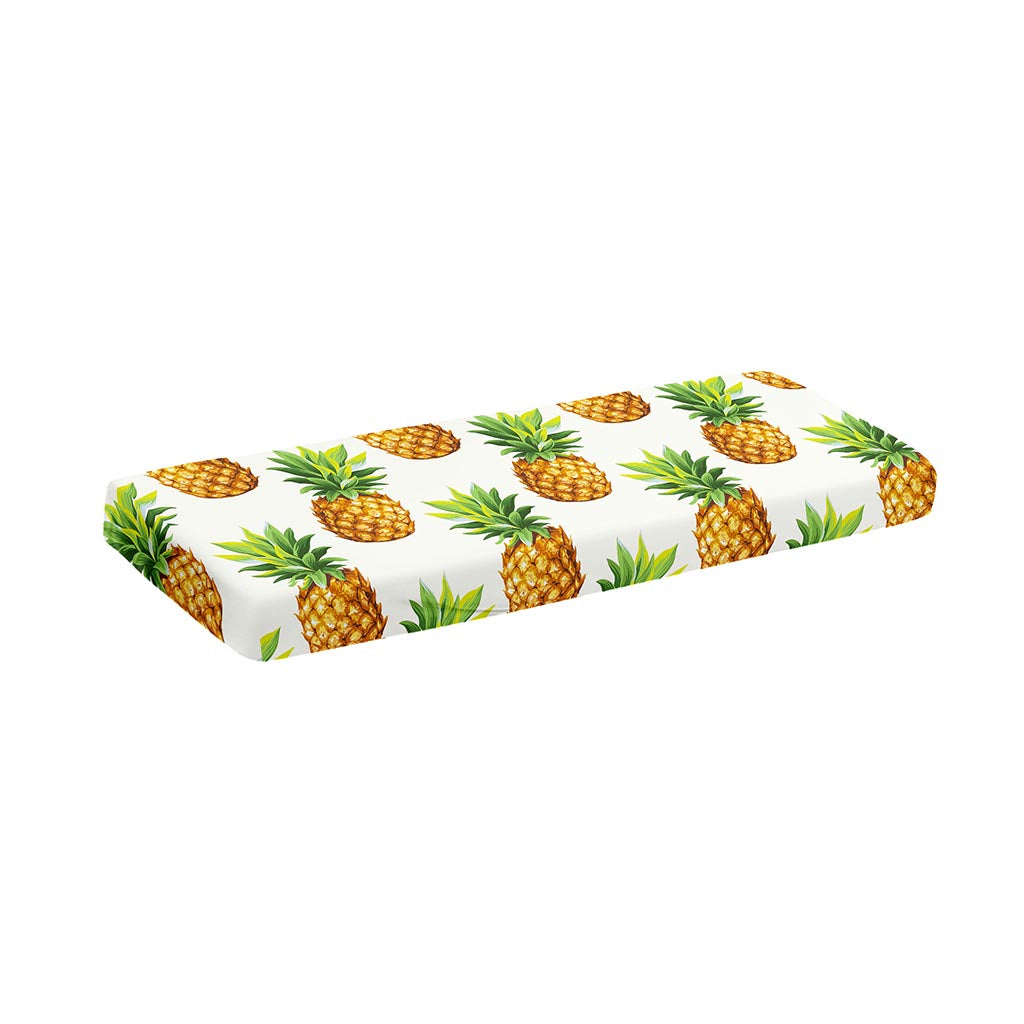 White Pineapple Pattern Print Piano Keyboard Cover