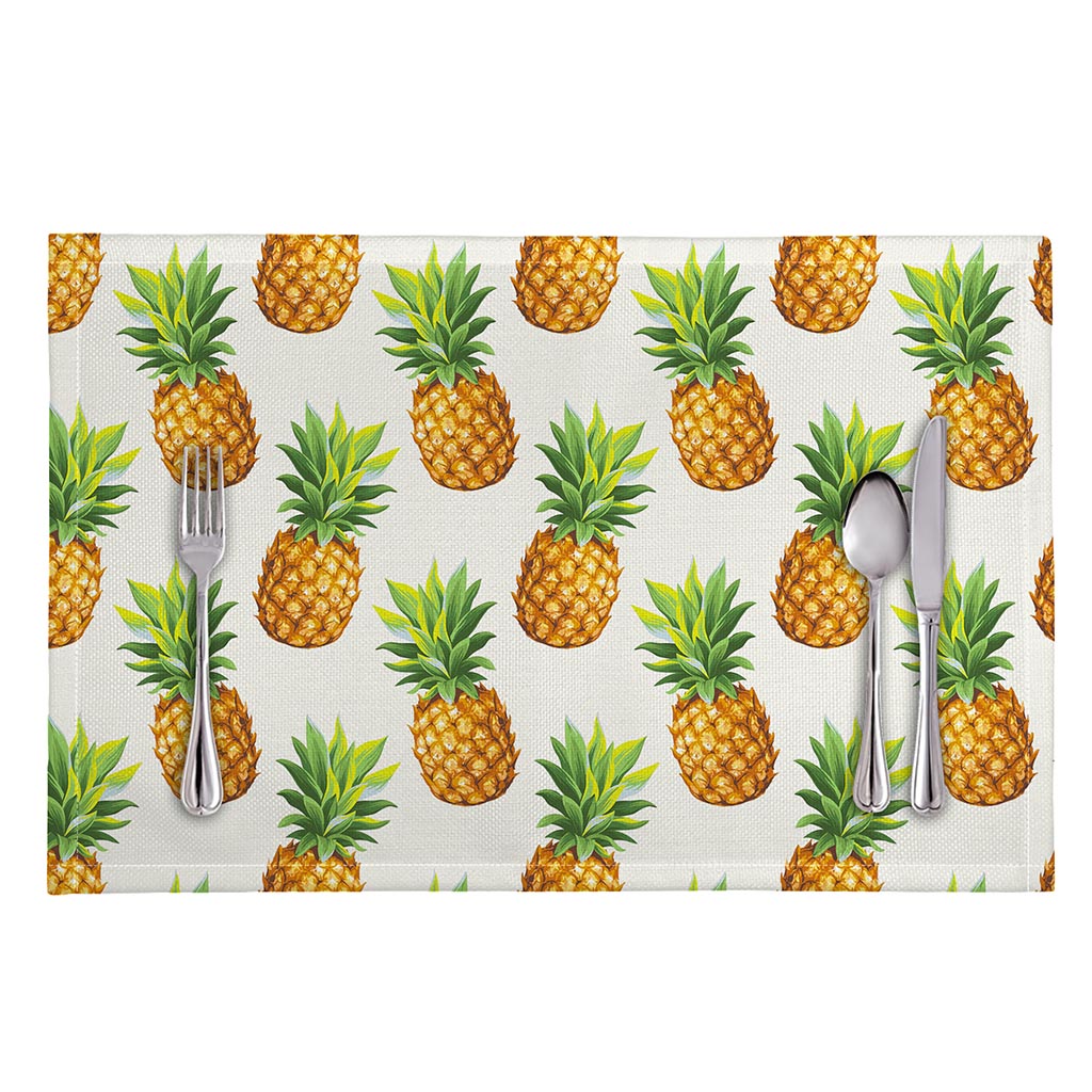 White Pineapple Pattern Print Placemat