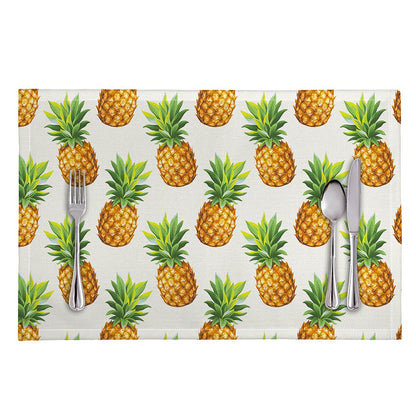 White Pineapple Pattern Print Placemat