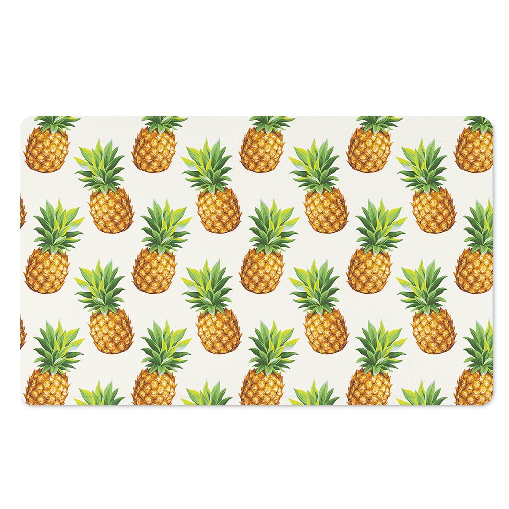 White Pineapple Pattern Print Polyester Doormat