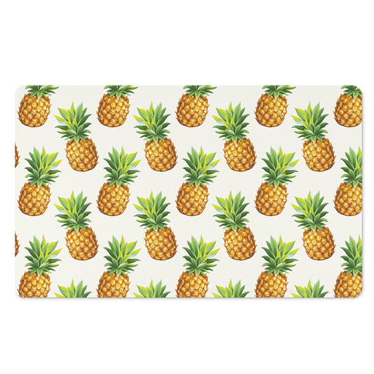 White Pineapple Pattern Print Polyester Doormat