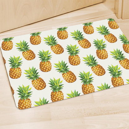 White Pineapple Pattern Print Polyester Doormat