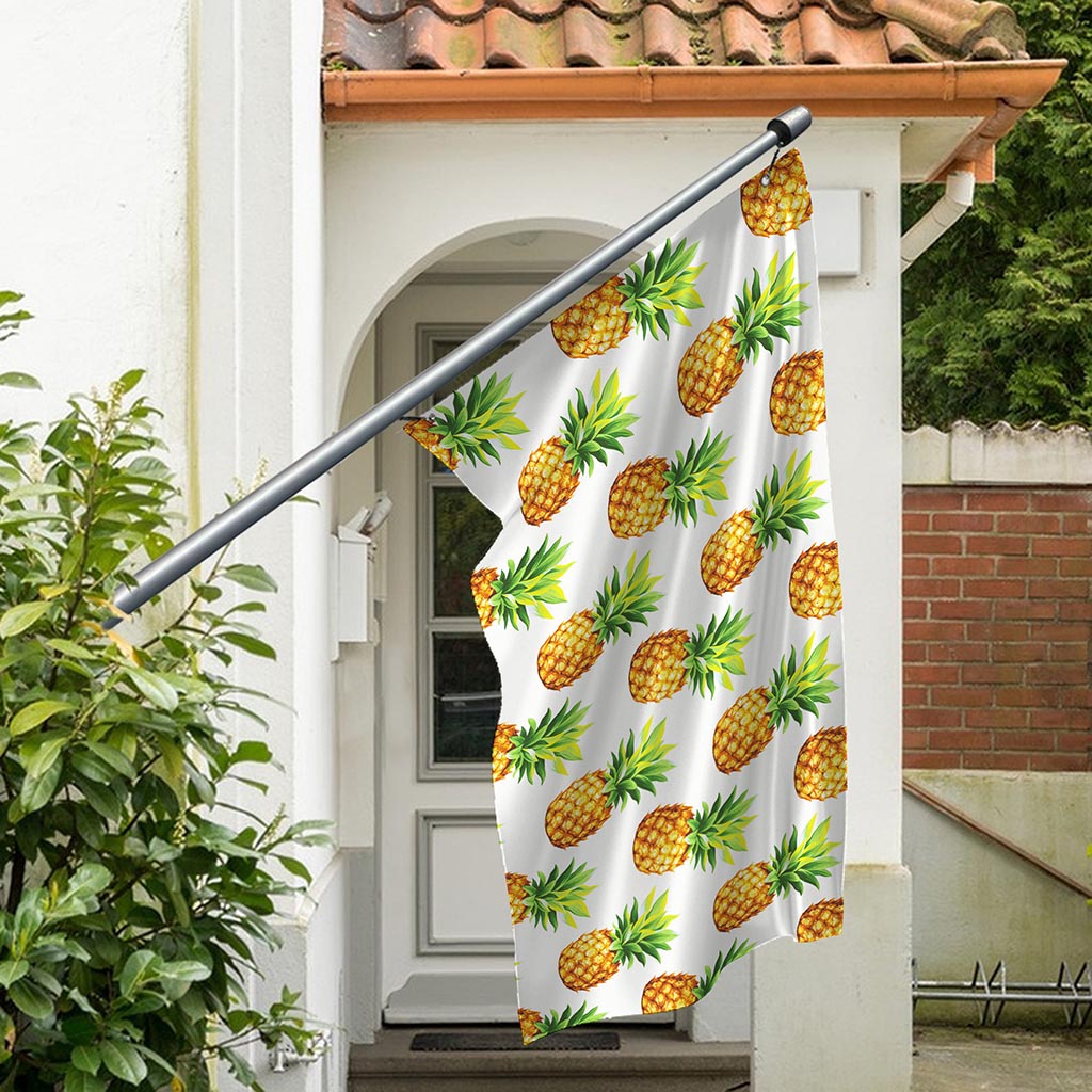 White Pineapple Pattern Print Polyester Flag