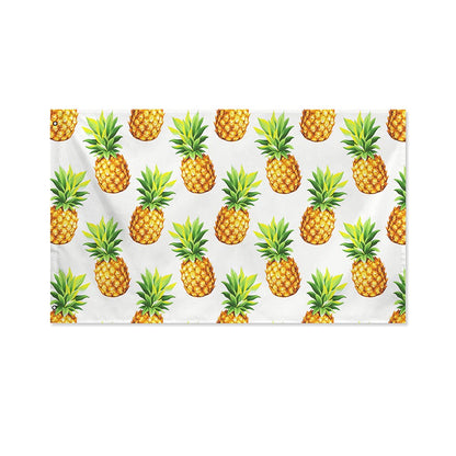 White Pineapple Pattern Print Polyester Flag