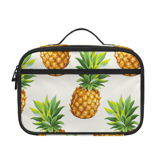 White Pineapple Pattern Print Portable Lunch Bag
