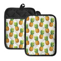 White Pineapple Pattern Print Pot Holders With Pocket