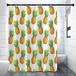 White Pineapple Pattern Print Premium Shower Curtain