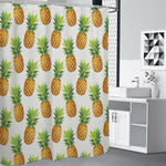 White Pineapple Pattern Print Premium Shower Curtain