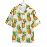 White Pineapple Pattern Print Rayon Hawaiian Shirt