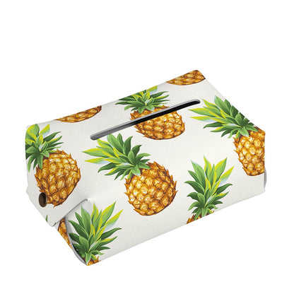 White Pineapple Pattern Print Rectangle Tissue Box Cover