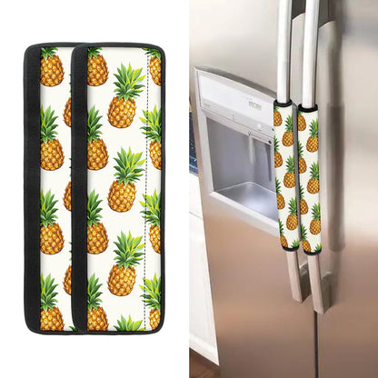 White Pineapple Pattern Print Refrigerator Handle Covers