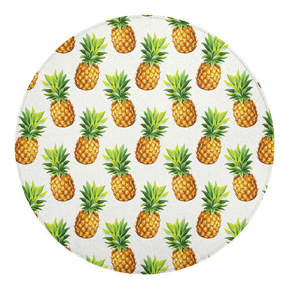 White Pineapple Pattern Print Round Blanket