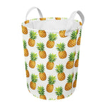 White Pineapple Pattern Print Round Laundry Basket
