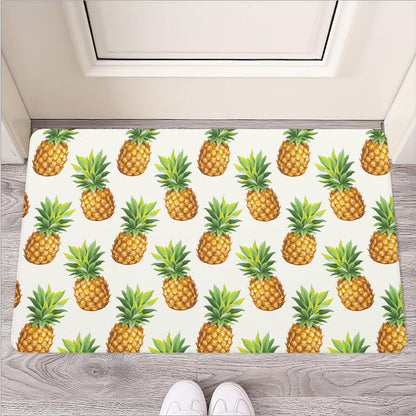White Pineapple Pattern Print Rubber Doormat