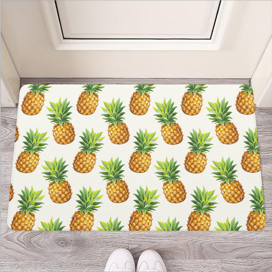 White Pineapple Pattern Print Rubber Doormat