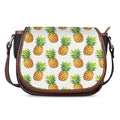 White Pineapple Pattern Print Saddle Bag