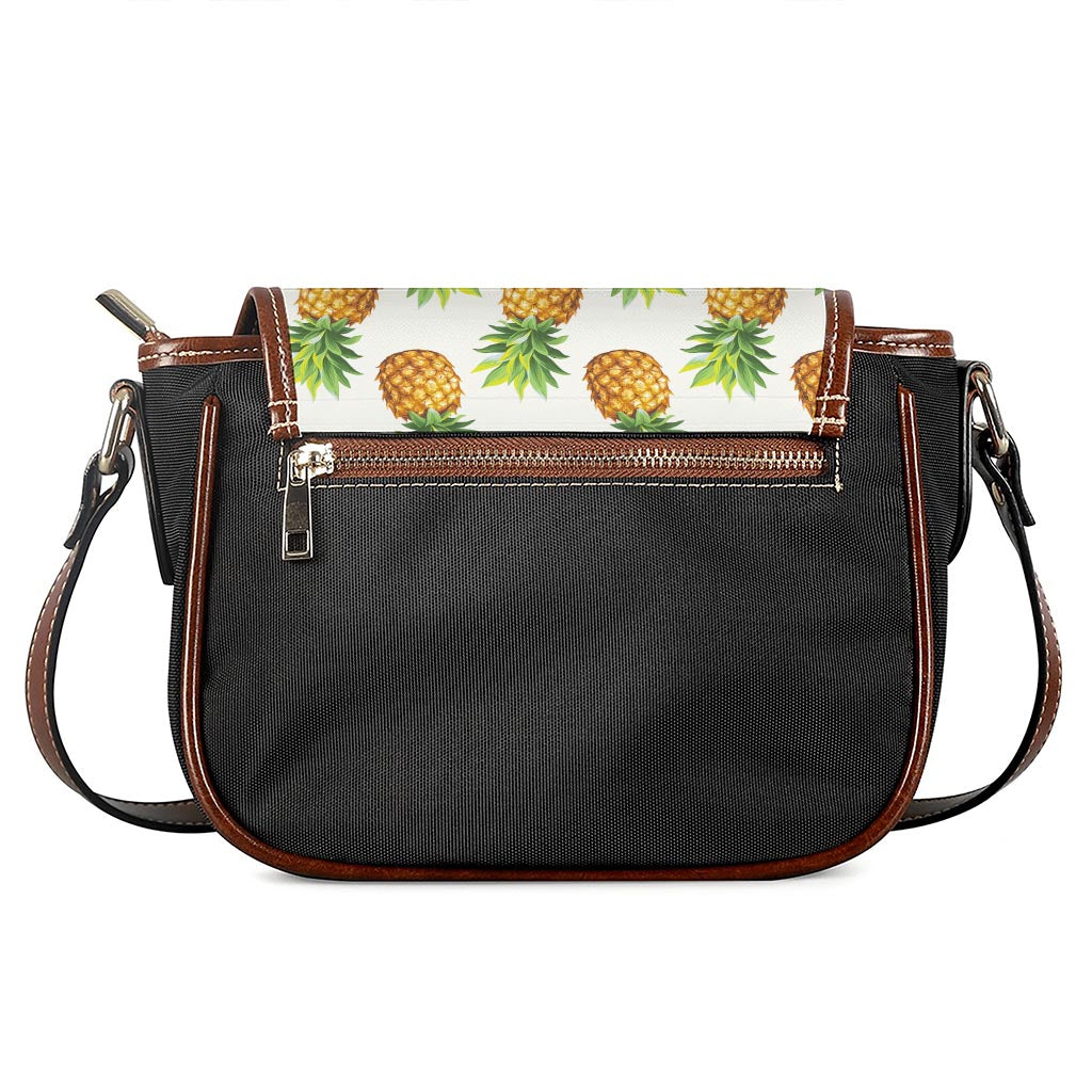 White Pineapple Pattern Print Saddle Bag