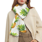 White Pineapple Pattern Print Scarf