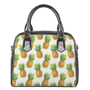 White Pineapple Pattern Print Shoulder Handbag