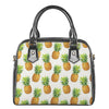 White Pineapple Pattern Print Shoulder Handbag