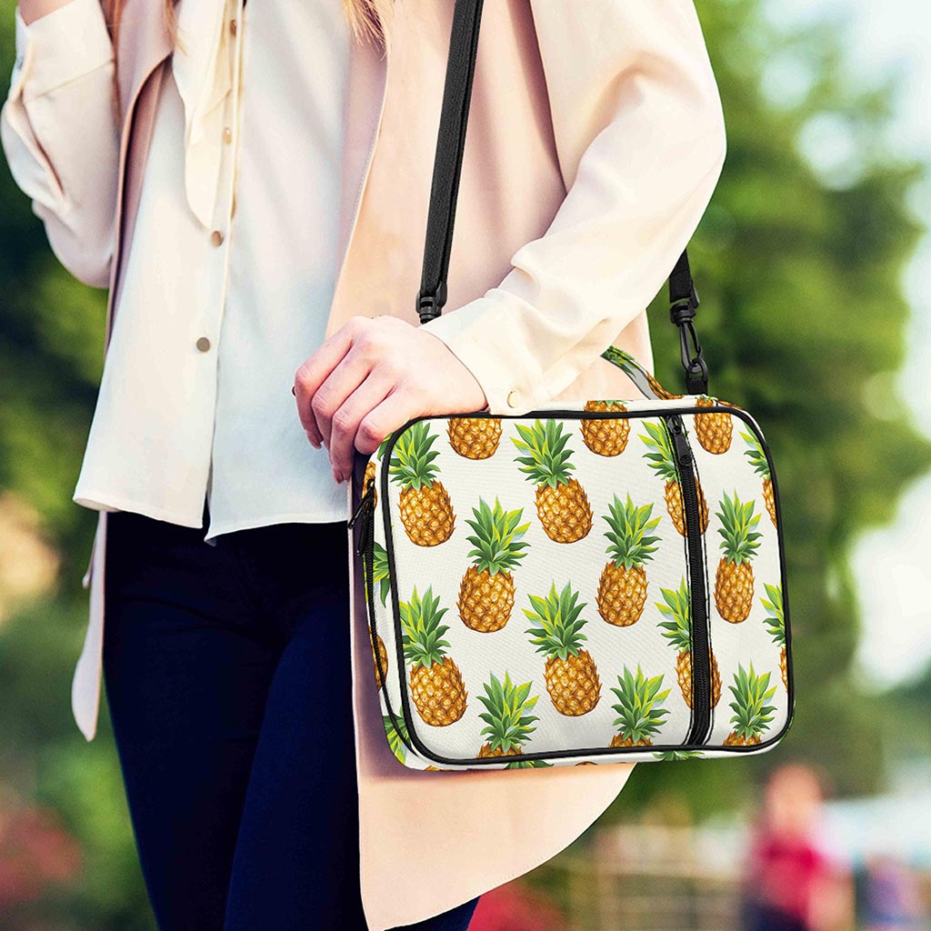 White Pineapple Pattern Print Shoulder Strap Bible Bag