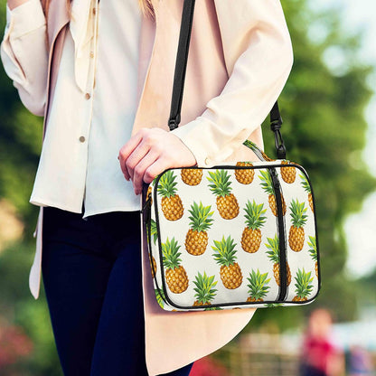 White Pineapple Pattern Print Shoulder Strap Bible Bag