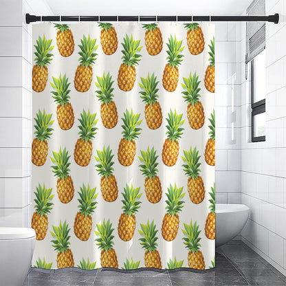 White Pineapple Pattern Print Shower Curtain
