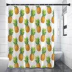 White Pineapple Pattern Print Shower Curtain