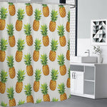 White Pineapple Pattern Print Shower Curtain
