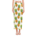 White Pineapple Pattern Print Side Slit Maxi Skirt