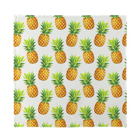 White Pineapple Pattern Print Silk Bandana