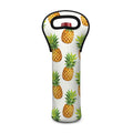 White Pineapple Pattern Print Single Neoprene Wine Tote