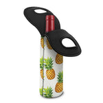 White Pineapple Pattern Print Single Neoprene Wine Tote