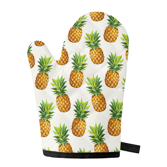 White Pineapple Pattern Print Single Oven Mitt