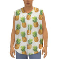 White Pineapple Pattern Print Sleeveless Baseball Jersey
