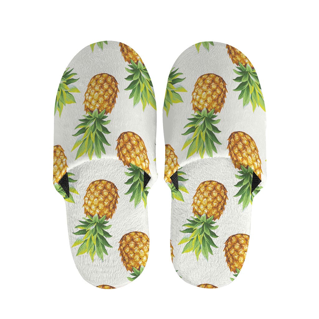 White Pineapple Pattern Print Slippers