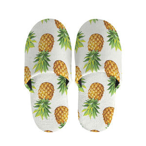 White Pineapple Pattern Print Slippers